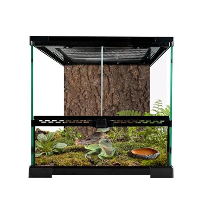 Reptile Glass Tank 12"*12"*12" Terrarium Habitat with Double Hinge Door and Top Screen Ventilation for Bearded Dragon,Lizard,Leopard Gecko,Snake,Hermit Crab with Carpet and Hygrothermograph - size: 12x12x12inch