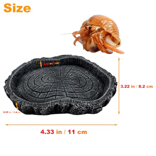 2 Pack Shallow Reptile Food Bowls, Reptile Feeding Terrarium Bowls for Bearded Dragon Lizard Frog Gecko Tortoise Hermit Crab Snail (Black) - color: Black - 2 Pack Shallow Bowls