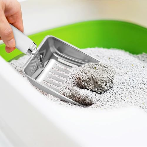 Cat Litter Scoop - Stainless Steel Metal Cat Litter Scoop-Sturdy Mesh Scooper - Mesh Shovel-Easy to Clean - Suitable for Cat Litter Box -Grey White-Christmas - color: Grey White, size: M