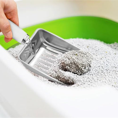 Cat Litter Scoop - Stainless Steel Metal Cat Litter Scoop-Sturdy Mesh Scooper - Mesh Shovel-Easy to Clean - Suitable for Cat Litter Box -Grey White-Christmas - color: Grey White, size: M