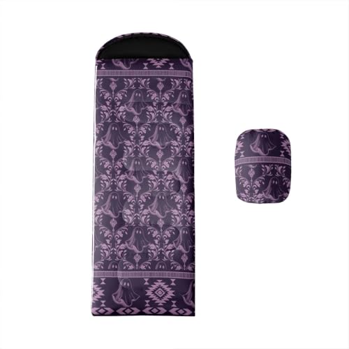 Erosebridal Death Head Moth Sleeping Bags Adults Cold Weather Bohemian Aztec Camping Blanket Hiking Sleeping Wrap Sleep Bag - color: Purple Halloween Ghost