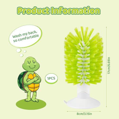 Turtle Brush with Suction Cup Turtle Shell Cleaning Brush Turtle Scrub Scratcher Turtle Exfoliate Brush Pet Bristle Cleaner Toy Tank Accessories Tool Supplies for Cleaning Glassware Bottles Dirt Mud
