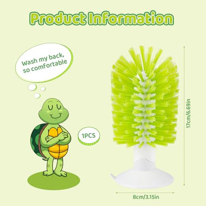 Turtle Brush with Suction Cup Turtle Shell Cleaning Brush Turtle Scrub Scratcher Turtle Exfoliate Brush Pet Bristle Cleaner Toy Tank Accessories Tool Supplies for Cleaning Glassware Bottles Dirt Mud