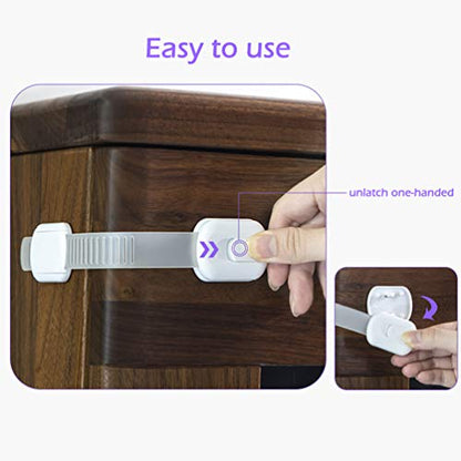 Socub 12 pack Child Safety Cabinets Strap Locks, Multi Use Latch with Strong Adhesive Pads, for Cabinets, Drawers, Oven, Toilet Seat, Fridge - size: 12 pack