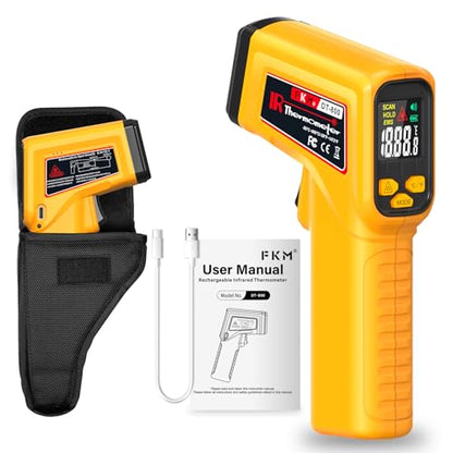 FKM Rechargeable Infrared Thermometer Gun,13-Point Laser-High Precision | -58°F~1472°F Non-Contact Laser Thermometer Gun,Digital IR Temperature Gun for Cooking,Griddle,Oven,HVAC,Automotive,Industrial - color: Amber