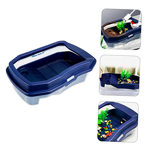 DECHOUS 1Pc Tortoise Tank with Basking Platform Water and Land Dual Use Turtle Feeding Box for Healthy Pet Habitat and Easy Cleaning