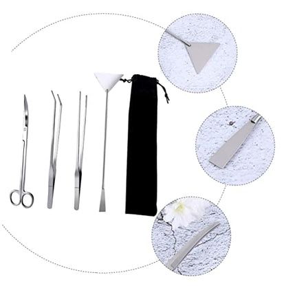 1Set Stainless Steel Aquarium Cleaning Tools Kit Aquatic Plant Tool with Pouch for Fish Tank Maintenance and Plant Trimming and Flexible for Precise Care