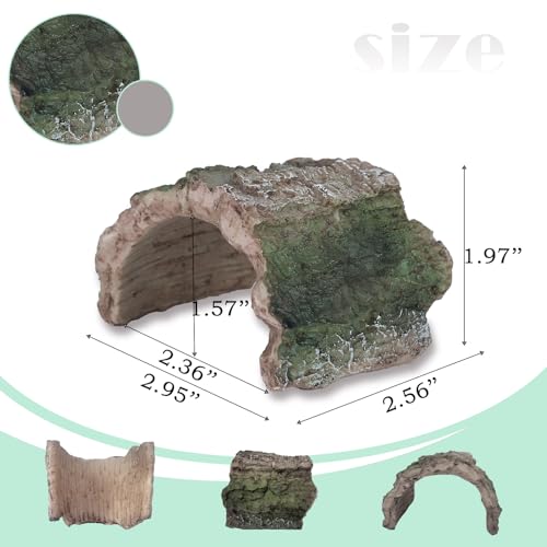 IBWell 2 Pack Aquarium Hideout Reptile Cave Betta Log Resin Hollow Tree Trunk Ornament Terrarium Tank Decoration for Fish Turtle Small Reptile - Short - size: 2.96"*2.56"*1.97"