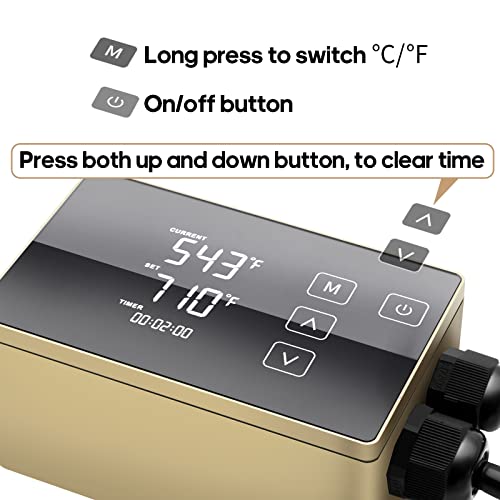 Digital Temperature Controller with LCD Display, Easy to Use, Golden, 110V
