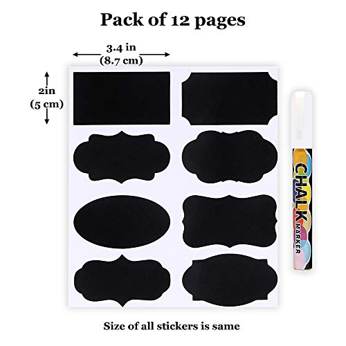96 Pack Chalk Label, for Marking Kids, Dog, Cat, Ferret Treats, Bottles & Kitchen Food Containers, Includes Writing Pen