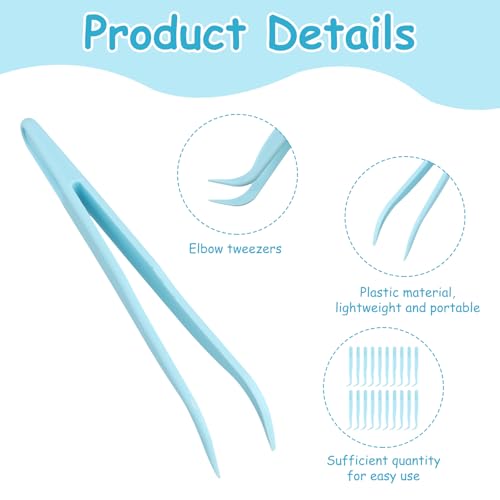 Plastic Tweezers 20 PCS,Plastic Tweezers for Crafts for Kids Crafts & Jewelry Making, DIY Beadwork, Sticker Application, Reptile Feeding, Baking Decor,Blue,4.5 Inch