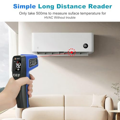 Infrared Thermometer Temperature Gun -58°F ~1076°F(-50~580℃), Digital Thermometer Temp Gun with Adjustable Emissivity & Max and Min Measure, Laser Temp Gun for Cooking, Pizza Oven, Grill & Engine