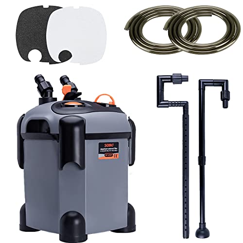 SUNWEN Aquarium External Ultra-Quiet Canister Filter, Fish Tank Water Circulation Filter with Filter Media 171/225/266/317/397GPH - size: SF-650F-171GPH