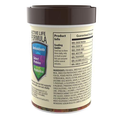 TetraMin Tropical Flakes Fish Food, 1 oz | Complete Daily Diet For Top-And-Mid Feeding Tropical Fish, Protein For Growth & Prebiotics for Digestion, Clear Water Formula - size: 1 Ounce (Pack of 1)