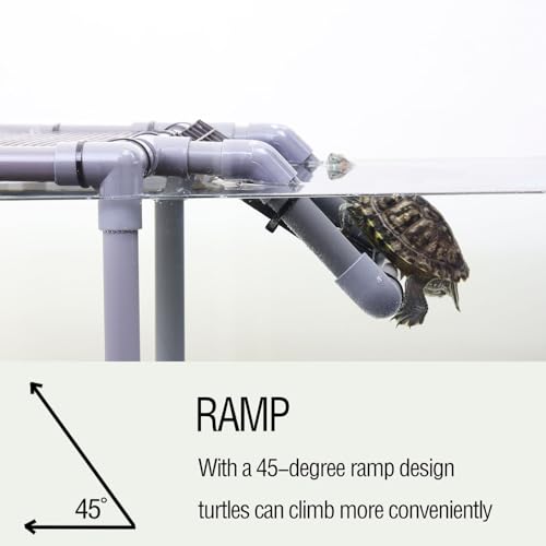 Extra Large Standing Turtle Basking Platform, 13.4" Width Turtle Basking Area with Ramp, DIY Turtle Tank Accessories, PVC Basking Dock for Aquatic Turtles for 75/90/120 Gallon - size: Extra Large