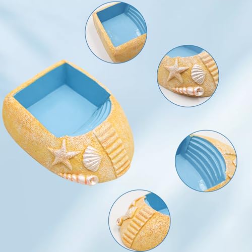 Hermit Crab Water Pool with Climbing Ramp, Resin Hermit Crab Habitat, Hermit Crab Supplies, Aquarium Tank Cage Accessories for Small to Medium Hermit Crab Turtle