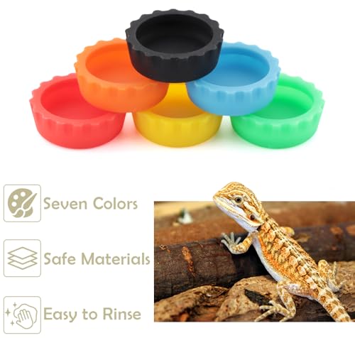 6 Pack Crested Gecko Small Food Dish Reptile Water Bowl Silicone Shallow Feeder for Small Reptile Lizard Gecko Frog Snake Turtle Hermit Crab (Small: 0.98" D, 0.43" H)