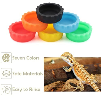 6 Pack Crested Gecko Small Food Dish Reptile Water Bowl Silicone Shallow Feeder for Small Reptile Lizard Gecko Frog Snake Turtle Hermit Crab (Small: 0.98" D, 0.43" H)