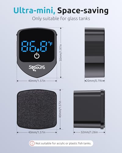 SEAOURA 2-in-1 Aquarium Magnetic Cleaner with Digital Aquariums Thermometer | Tiny Magnet Cleaner Floating Cleaning ToolAlgae Scrapers(Only for Glass Fish Tank) - color: Black