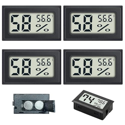 Mini Hygrometer Thermometer 10-99% LCD Mini Hygrometer Digital -58-158 ℉ Small Thermometer 4Pcs for Incubator, Reptile, Terrarium Jar Outdoor Living..