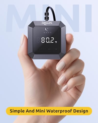 Aquarium Thermometer Submersible, Digital Fish Tank Thermometers with USB | Aquariums Temperature Gauge ±1℉ Accurate for GlassTank, Suitable for Fish, Turtle, Saltwater or Freshwater, 6.56ft Power Cord - color: Black