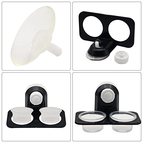 Crested Gecko Feeding Ledge with 20 Pcs Bowls, Suction Cup Reptile Feeder | Detachable Plastic Reptile Feeding Dish for Gecko Lizard Spider, Food & Water Feeding for Glass Tank Terrarium (Double) - style: Double