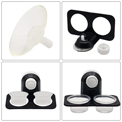 Crested Gecko Feeding Ledge with 20 Pcs Bowls, Suction Cup Reptile Feeder | Detachable Plastic Reptile Feeding Dish for Gecko Lizard Spider, Food & Water Feeding for Glass Tank Terrarium (Double) - style: Double