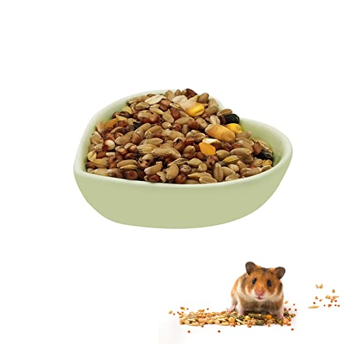 Ceramic Hamster Food Bowl, 1.2oz Durable Heart Hamster Water Dish for Hamsters/Birds/Snakes/Turtle, Easy to Wash and Prevent Tipping (Green, 1pcs) - color: Green, size: 1pc