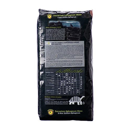 Galápagos (05203) 5-Star Golden Sphagnum Moss | Long-Fiber Snake Bedding, Reptile Substrate & Terrarium Moss for Frogs, Toads, Carnivorous Plants, Leopard Geckos, Snakes, and Amphibians, 1/3 Pound
