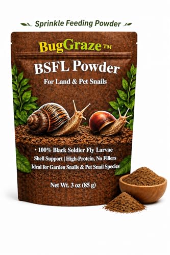 Snail Food Powder – BSFL Protein Sprinkle Feeding Powder for Land Snails & Small Invertebrates | Supports Shell Growth & Natural Grazing | 100% Black Soldier Fly Larvae