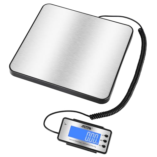 ACTECK Digital Shipping Postal Scale, 460 lb x1oz High Accuracy with Stainless Steel Platform, LCD Backlight, Four Reading Modes, Tare/Hold Function, Battery AC Adapter Incuded