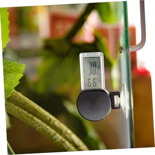 Toyvian Suction Cup Thermometer Hygrometer for Reptile Terrarium Indoor Temperature and Humidity Digital Display Celsius Portable for Home Bedroom Office Use Black