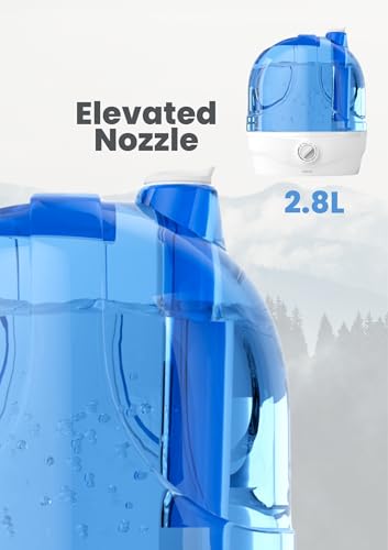 Azeus 2.8L Large Capacity Ultrasonic Cool Mist Humidifier - Powerful Moisture Control for Comfortable Spaces, Lasts up to 30 Hours, Auto Shut-Off (BPA-Free) - color: Light blue