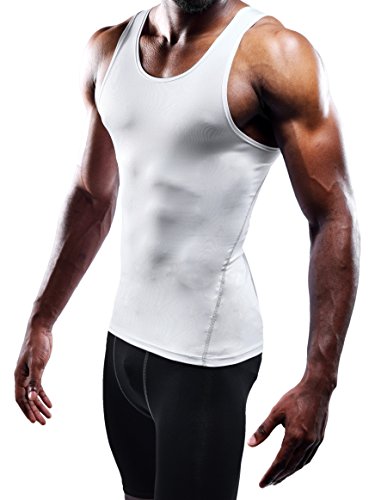 NELEUS Men's 3 Pack Athletic Compression Under Base Layer Sport Tank Top - color: 01# 3 Pack:black,grey,white, size: X-Large