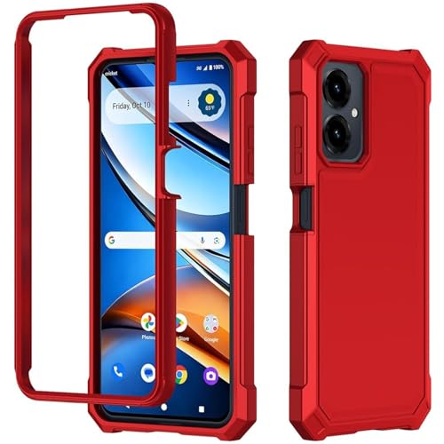 for Cricket Icon 2026 U656AC Slim Tough Hybrid Cover Phone Case + Extreme Band (Red) - color: Red