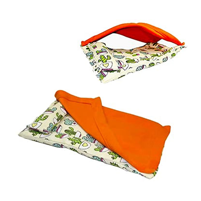 Dnoifne Reptile Sleeping Bag, Reptile Pets' Sleeping Bag Set with Pillow and Blanket, Hideout Habitat with Soft Warm for Bearded Dragon Leopard Gecko Lizard (Orange Blanket) - size: Orange Rectangle