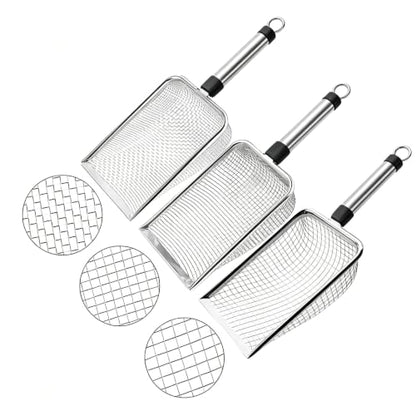 Soil Sifter for Gardening 3 Pack, Stainless Steel Garden Sand Soil Compost Sifter with Handle (2/3.8/5 mm Mesh), Gardening Tool & Reptile Sand Scoop for Litter Cleaning, Rocks Shell Sifting