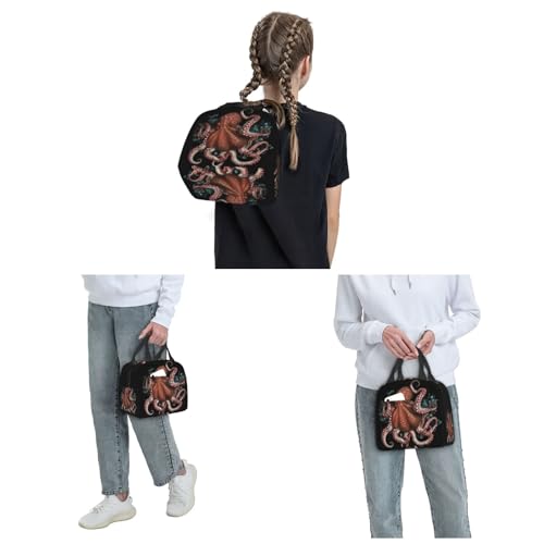 Insulated Lunch Bag Octopus Intertwined Lunch Box for Women Men Reusable Leakproof Lunch Cooler Bag for Office Picnic - color: Octopus Intertwined