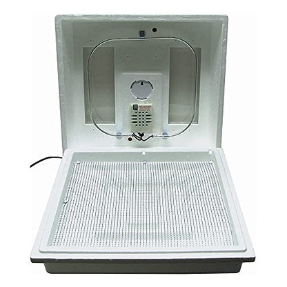 Farm Innovators 2100 Heated Still Air Incubator for 4 Dozen Eggs with Built in Hygrometer, Solid State Circuitry, and 2 Large Viewing Windows, White | 4 dozen egg capacity, built-in hygrometer, solid state circuitry, 2 viewing windows, 40W - color: Still