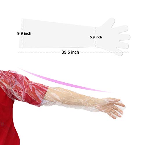 50Pcs Veterinary Insemination Rectal Long Gloves Disposable Plastic Full Arm 35.5inch for Field Dressing