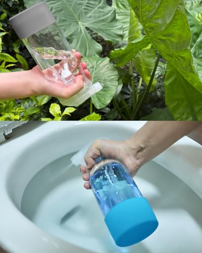 2 Pack 360° Glass Spray Bottles with Silicone Sleeve Grey&Blue | 360° Inverted Spray Nozzle, Gravity Ball Designed for Cleaning Crack & Crevice, Leak-proof and Pressure-Resistant Design - color: Grey&Blue