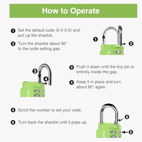 Puroma 1 Combination Lock Locker 4 Digits Combo Padlock Gym Yellow-Green | For School Gate Fence Toolbox Hasp Storage, Outdoor, Resettable, Weatherproof, Side Window, Crack Cut Resist, Hardened Steel - color: Yellow-Green