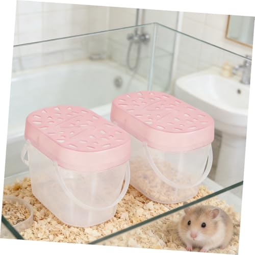 2pcs Small Pet Carriers Portable Hamster Cages Reptile Containers Medium Pink Handheld Outdoor Travel Turtle Boxes