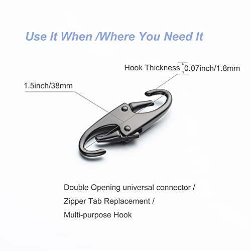 Zpsolution Double Small Carabiner Clips - Zipper Clip Theft Deterrent - Securing Pulls Closed - Zipper Pull Replacement - color: 4 Black
