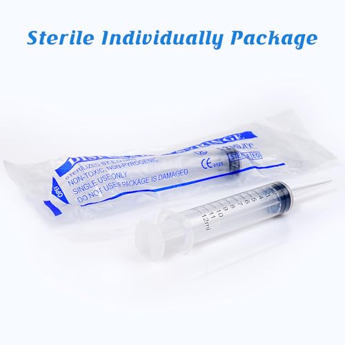 Wisdom Teeth Syringe, 12ml Dental Irrigation Syringe (10 Pack) | Sterile Individually Package with Measurement for Oral Dental Care, Tonsil Stones Removing, Lab, Liquid, Feeding - style: Straight Tip 10 Pack