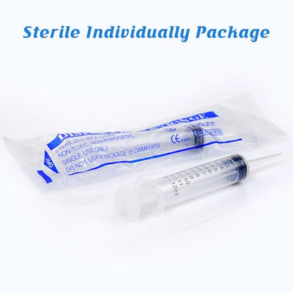 Wisdom Teeth Syringe, 12ml Dental Irrigation Syringe (10 Pack) | Sterile Individually Package with Measurement for Oral Dental Care, Tonsil Stones Removing, Lab, Liquid, Feeding - style: Straight Tip 10 Pack