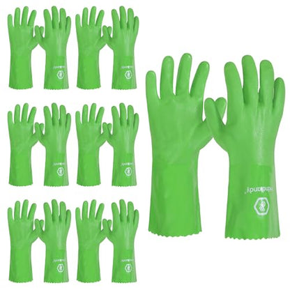 HANDLANDY Chemical Gloves, Heavy Duty Cleaning Gloves - color: Green (6 Pair), size: Medium