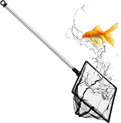 Fish Net for Fish Tank, Fine Mesh Aquarium Net with 9-24 Inch Stainless Steel Long Handle, Extendable Fishing Tank Net for Fish Shrimp Tank, Pond, Creek (4 inch) - size: 4 inch