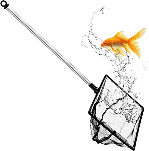 Aquarium Fish Net, 8 Inch Fine Mesh Fish Tank with Extendable 9-24 inch Long Handle - size: 8 inch