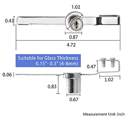 Sissinda Sliding Glass Door Lock Display Case Lock Ratchet Lock with Chrome Finish, Security, Keyed Alike Showcase Display (2 PC) - size: 2 PC